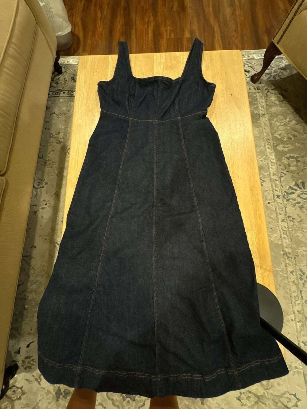 Old Navy Women's Blue Denim Midi Dress Sweetheart Neck Size M